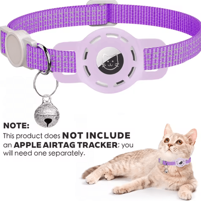 Inspire Curations TrackSafe AirTag Cat Collar With Reflective Breakaway Design & Bell purple(no Tracker) not Included Airtag
