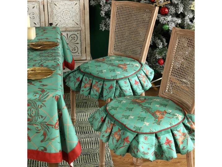 Housse de chaise imprimée, coussin de décoration verte de noël, lumière américaine, coussin de chaise de luxe épais, coussin de siège de Table à manger