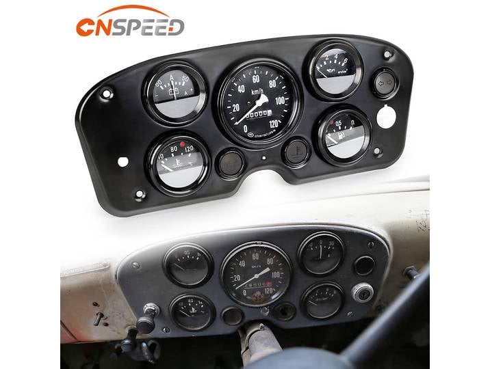 Jauge de pression d'huile de voiture, jauge de température de l'eau, jauge de niveau de carburant, compteur de vitesse, Kit 5 en 1, tableau de bord complet, compteur universel