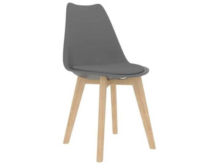 KGHERMDF Esszimmerstühle 4 STK. Grau Kunststoff Ergonomische Sitzfläche, Kunstlederpolster, Massivholzbeine, einfache Montage
