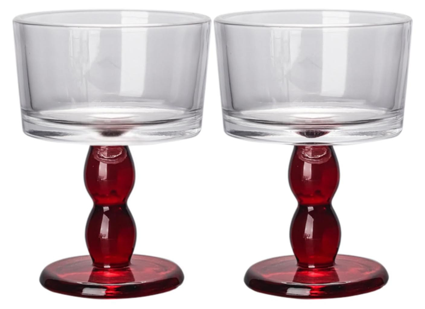 Dripio Vintage handgemaakt wijnglas met steel, rood, 200 ml