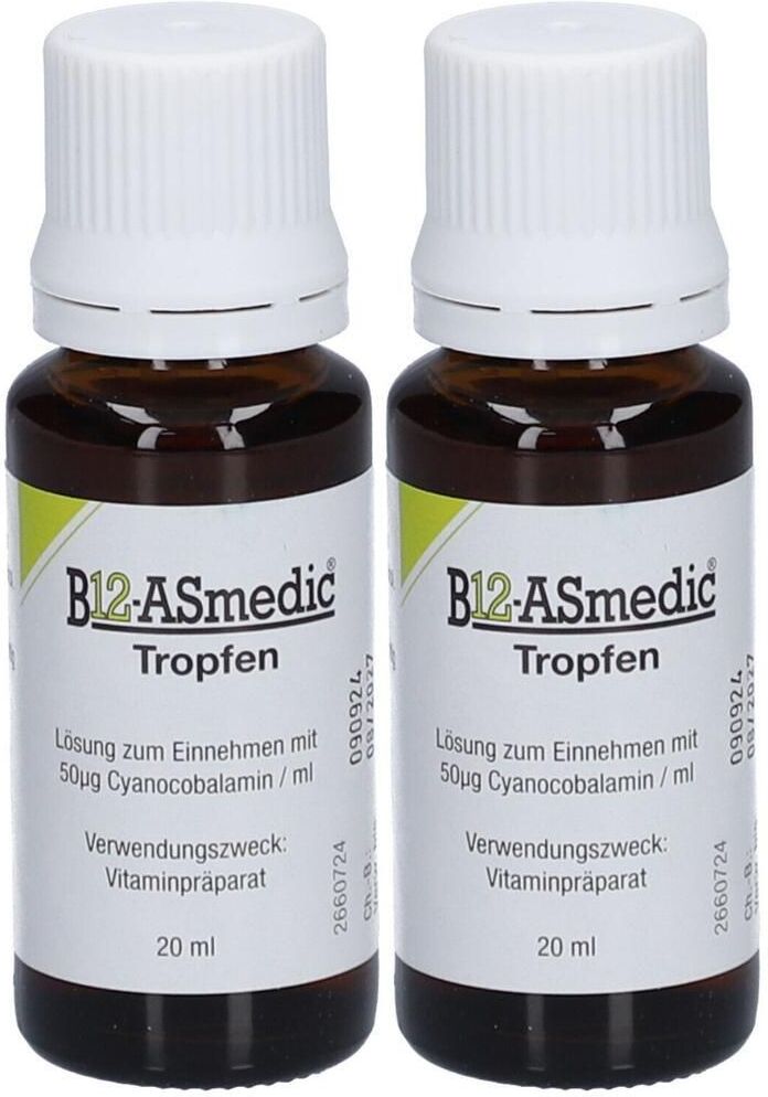 B12 Asmedic Tropfen 2x 2x20 ml zum Einnehmen