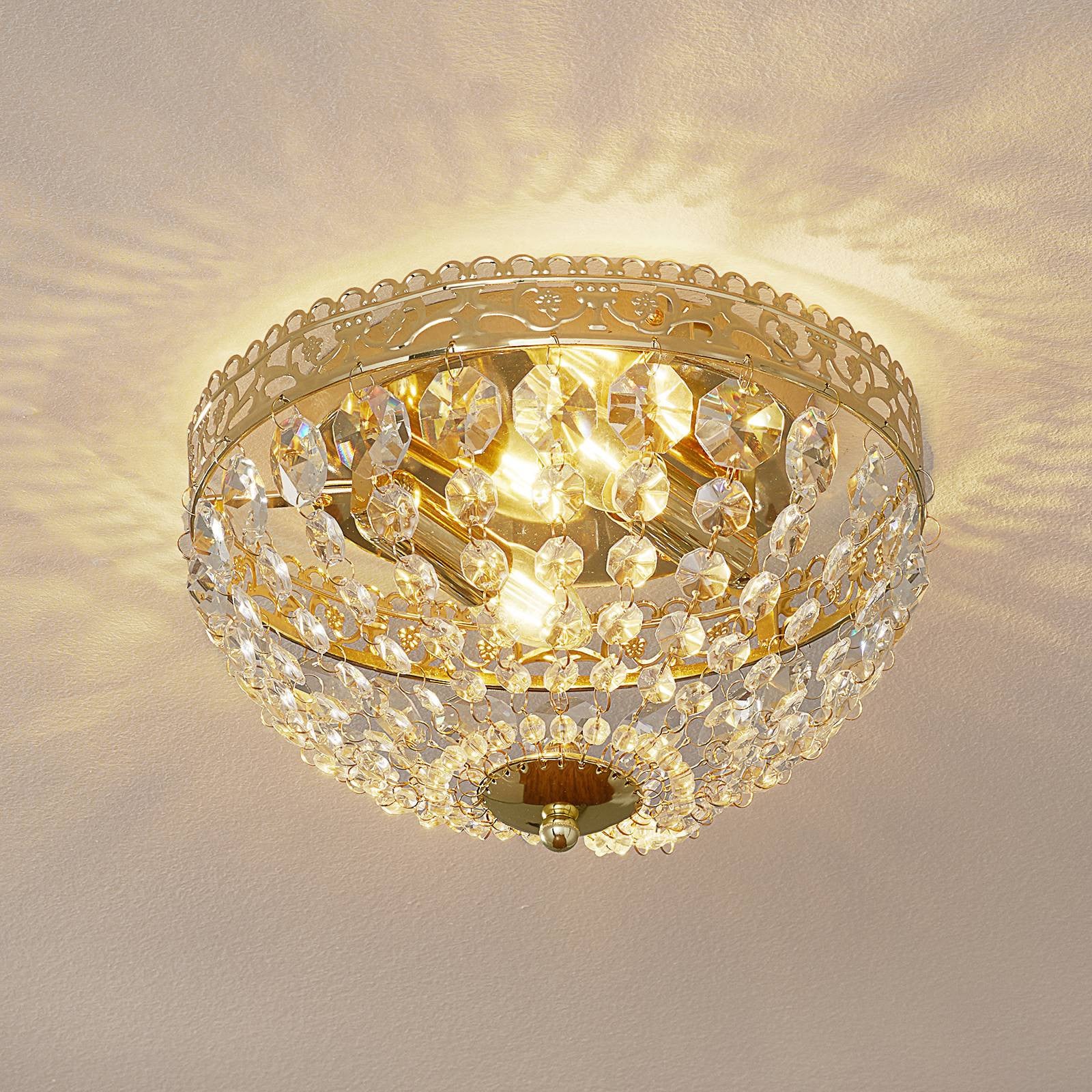 Markslöjd Saxholm Plafondlamp - Goud/Messing - Modern - Kristal en Metaal - Dimbaar