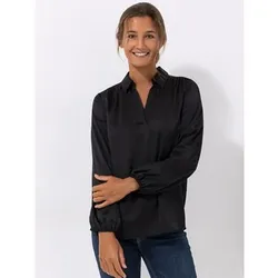 VIA MILANO Bluse, 1/1-Länge Kragen Raffung figurumspielend