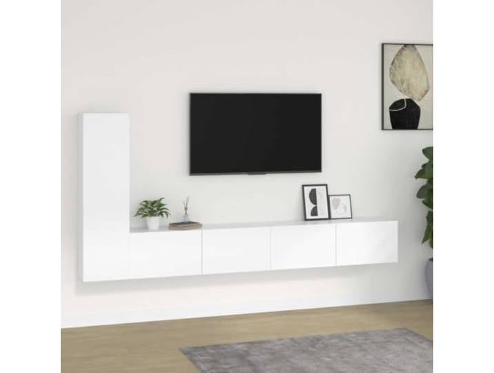 HEFZGDB 3-TLG. TV-Schrank-Set Weiß Holzwerkstoff mit Wandmontage und viel Stauraum für Wohnzimmer Medienregal