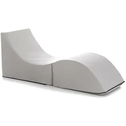 Dmora Klappbett Andreina, Puff umwandelbar in Einzelbett, 100% Made in Italy, Puff, Cm 130x50h50, Weiß