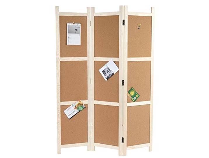 Mendler Paravent HWC-G52, Pinnwand Kork - braun, 3 Paneele 166x121cm Raumteiler, Trennwand, Sichtschutz