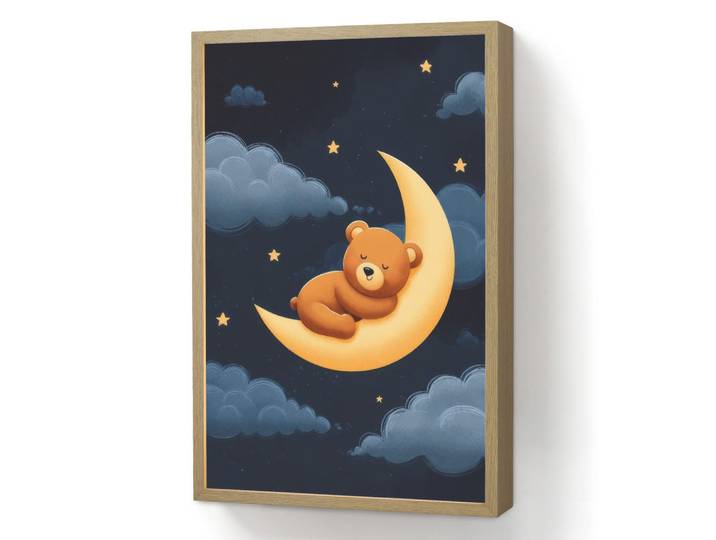 OnlyWow Nachttischlampe MIT Akku Teddybär - Mond - Wolken - Sterne 40x60 cm, Dunkelblau, Rechteckig, LED integrated, 40x60x8 cm, Lampen & Leuchten, Innenbeleuchtung, Nachtlichter