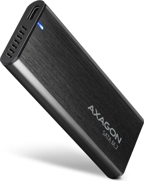 AXAGON EEM2-SBC, M.2 SATA schraubenloses RAW Gehäuse - schwarz - SuperSpeed USB-C 10 Gbps