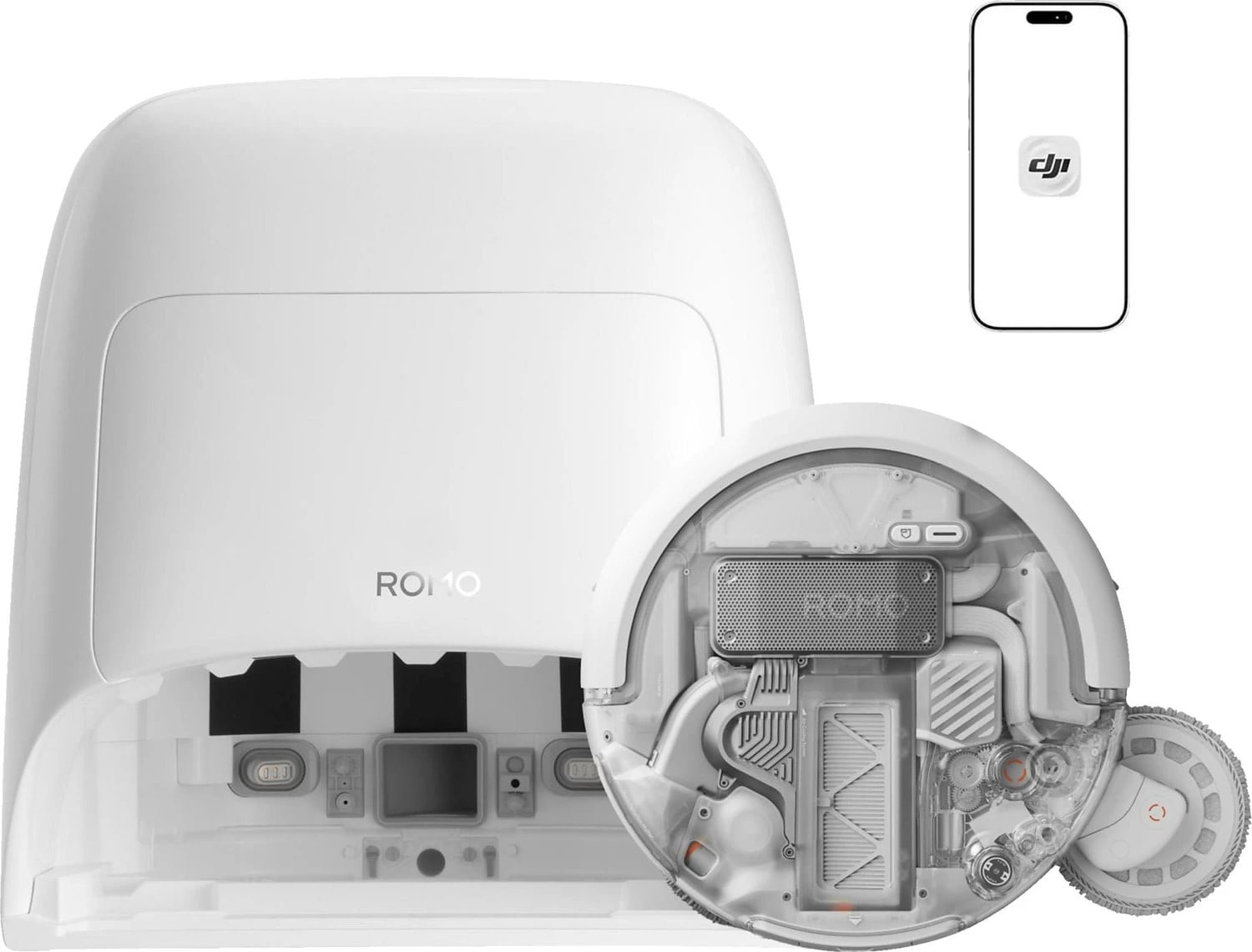DJI ROMO P2 Staubsauger Roboter mit Absaug und Reinigungsstation (Water Tank Version) (GL1) 36.000 Pa weiß 91DJIRomoP2