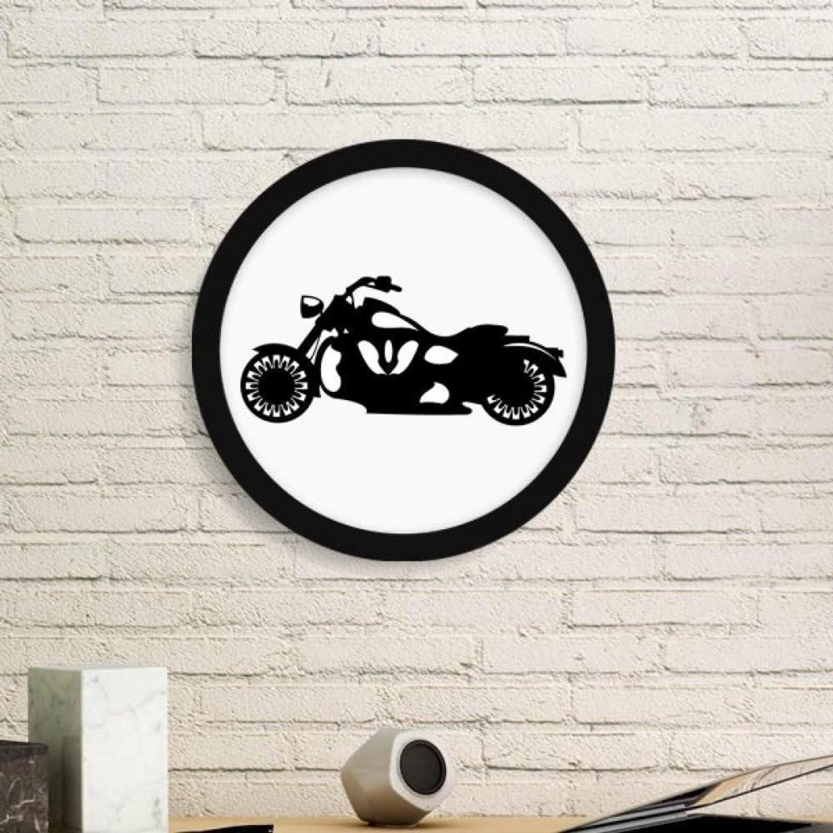 DIYthinker Houten Ronde Muurdecoratie met Motorfiets Mechanische Silhouette Patroon voor Schilderen en Foto Kunst