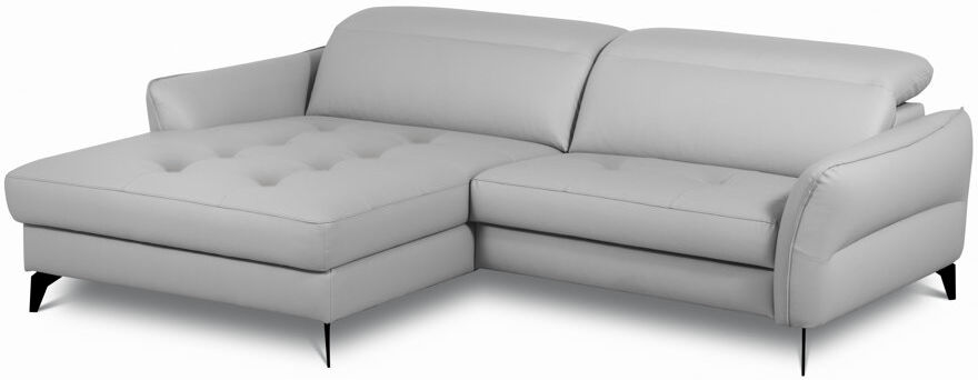 Ivy Bronx Manchester Leather Corner Sofabed with Adjustable Headrests and Storage Grey 96cm H X 243cm W X 175cm D