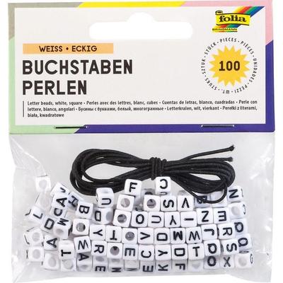 FOLIA® Buchstaben Perlen, weiss