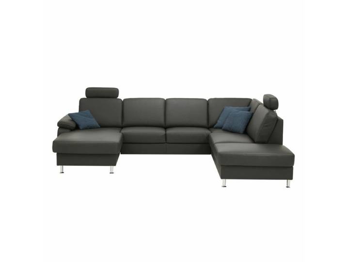 Couchliebe Prato Wohnlandschaft - Echtleder Torro anthrazit - ohne Funktion - inkl. Kopfstütze - Nein ohne Funktion Modern, Zeitlos