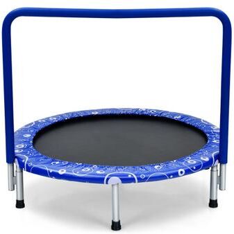 Costway 36 Inch Kids Trampoline Mini Rebounder with Full Covered Handrail-Blue