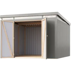 Karibu Metall Gerätehaus Iridium graualuminium Doppeltür B 290 x T 292 cm (Iridium 3,5)