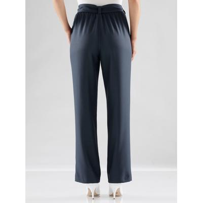 Palazzohose CLASSIC BASICS, Damen, Gr. 50, Normalgrößen, blau (marine), 100% Polyester, unifarben, lang, Hosen Palazzohose