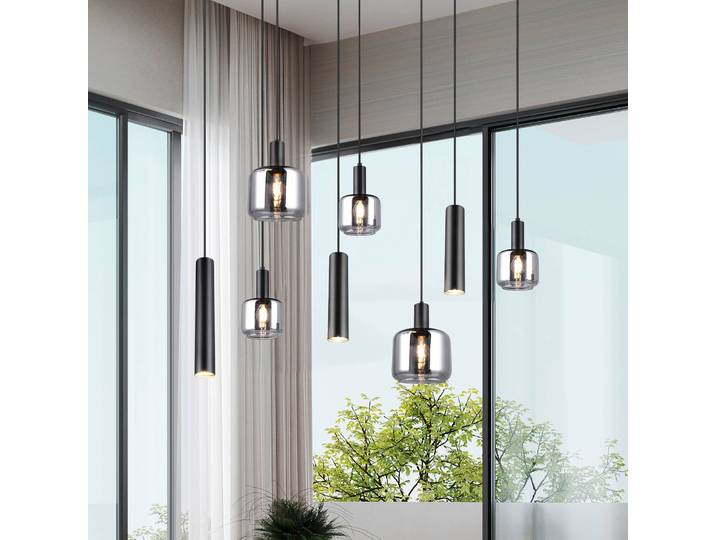 Trio Lighting Glas Hängelampe Mataro, dimmbar, chrom / silber, für Wohn- / Esszimmer, Glas, Modern, Pendelleuchte