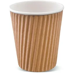 Paperlynen Riffelbecher aus Karton + PE “BROWN” - Typ: Becher - Kapazität: 240 ml (8 oz)  1000 Stück