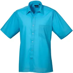 Premier Workwear Herren Popeline Hemd kurzarm PR202 turquoise 38 (15)