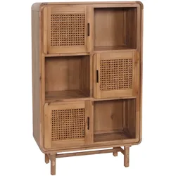 Décoshop26 - Sideboard sechs Staufächer und drei Türen Rattan massives Akazienholz gebeizt 141x90x35 cm  04_0005979 04_0005979