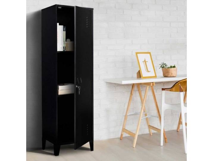 IDMARKET Armoire vestiaire ESTER 1 porte métal noir design industriel