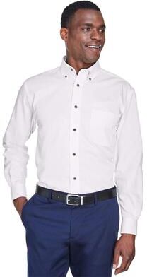 Harriton M500 Men's Easy Blend Twill Shirt in White size 3XL   Cotton/Polyester