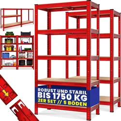 Monzana 2x Schwerlastregal 180x90x40cm 875kg 5 MDF-Platten