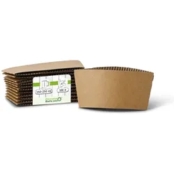 greenbox - Bechermanschetten aus Karton für 150 / 200 / 250 ml Pappbecher, braun, 100 St.