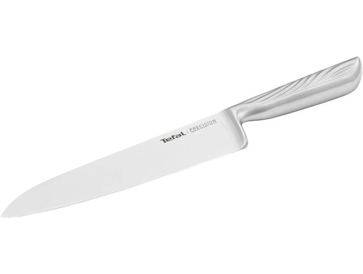 Kochmesser TEFAL Precision , silber (edelstahl), Klingenlänge 20cm, Edelstahl, Kochmesser, Kochmesser, 20 cm, 22-Klingenwinkel, Eishärtungstechnologie, Wellenmuster