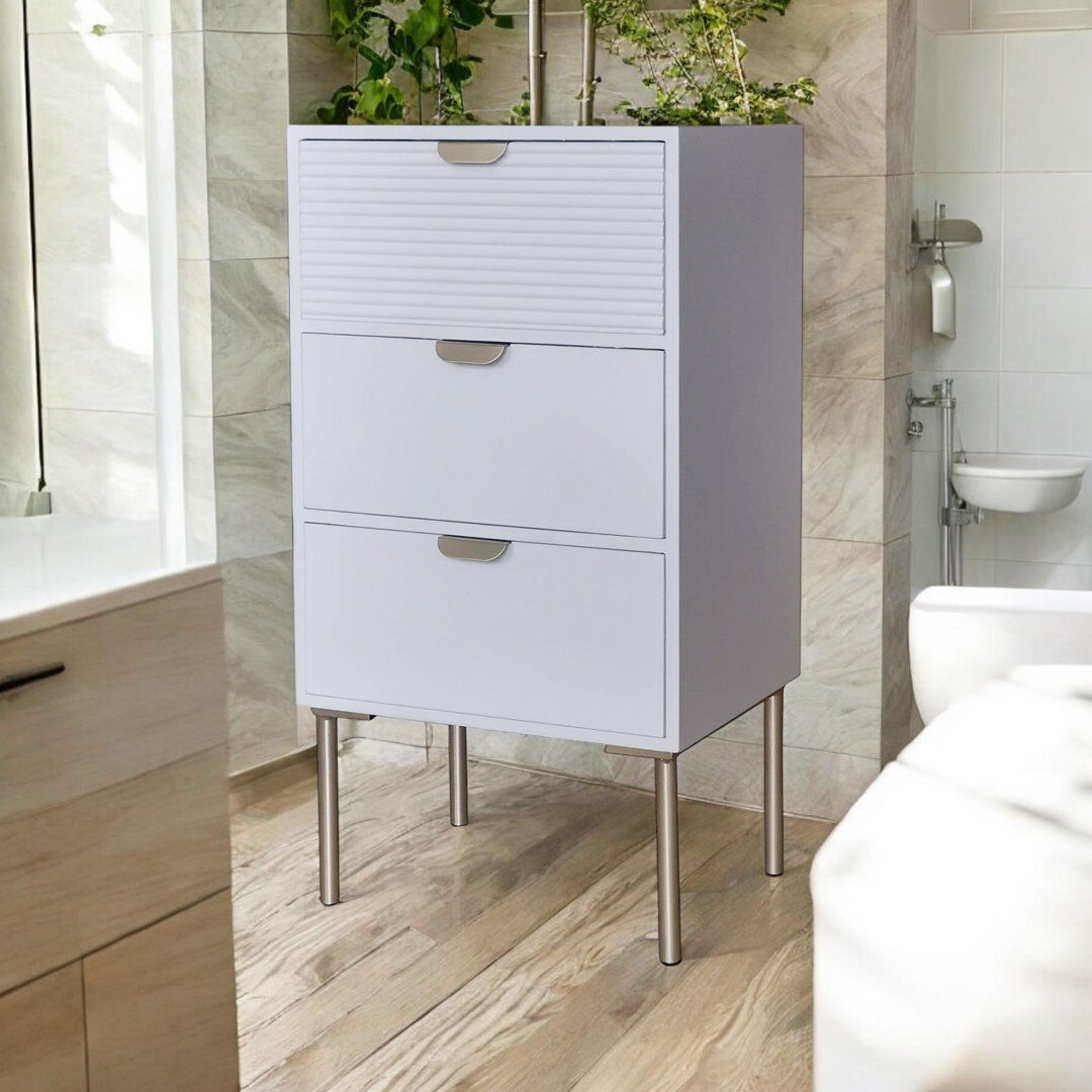Fairmont Park Durable Agran 40cm Wide Chest of Drawers - Modern 3-Drawer Compact Storage Unit with Playful Scalloped Design for Bedroom Use White 75cm H X 40cm W X 30cm D