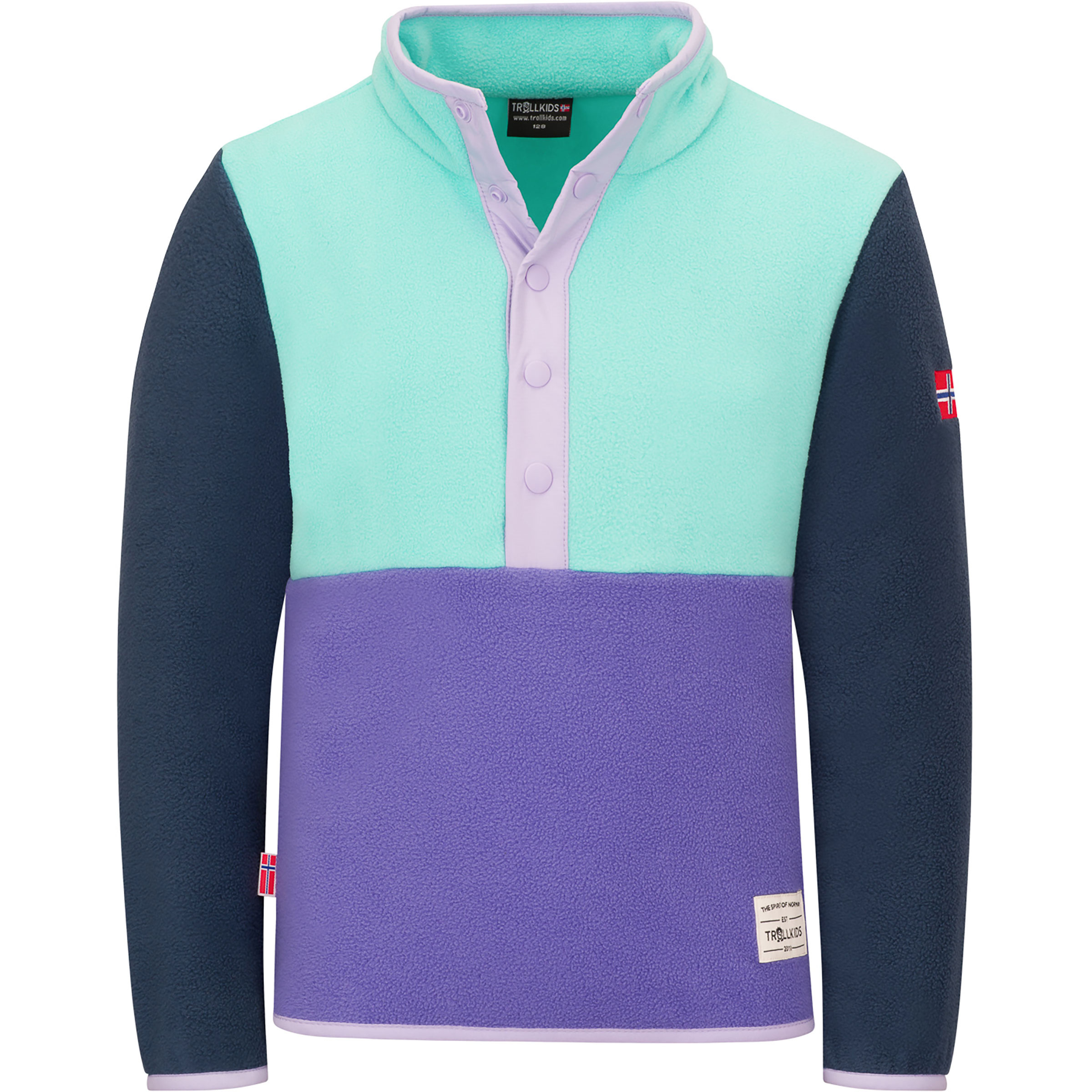 Trollkids Flekkefjord Half Zip Kinder Pullover lila Größe 128 Trekking Schnell trocknend