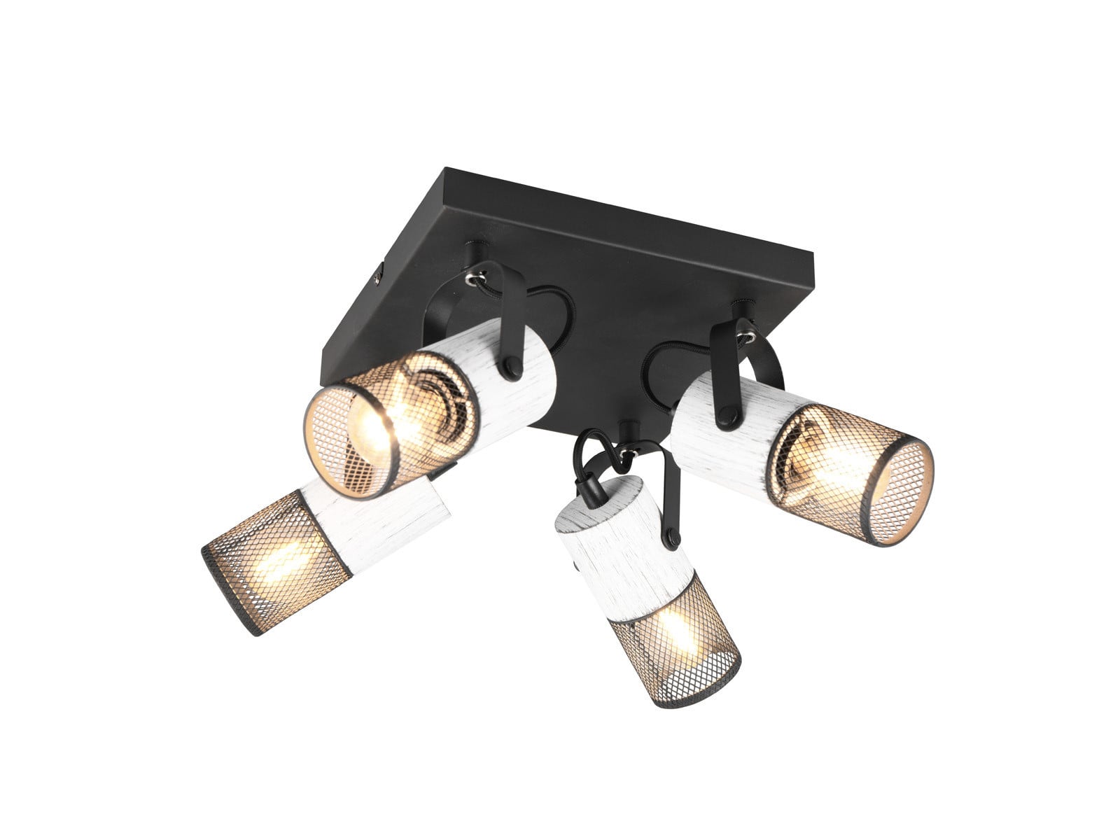 Trio Leuchten Tosh 4-lichts design opbouwspot in metaal en hout met verstelbare spots