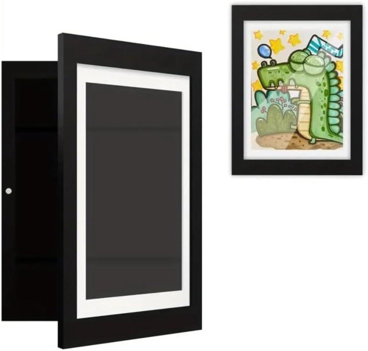 Zwart Kinder Kunst Frame - Houten Tekeninghouder met Acryl - A4 Formaat
