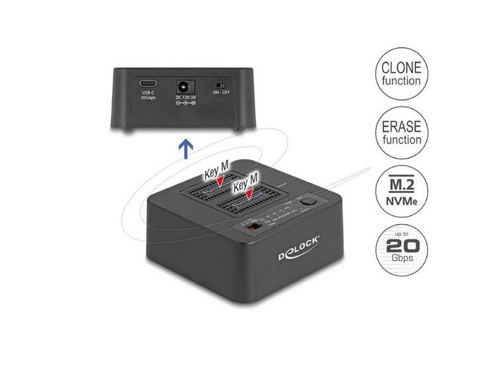 Delock Festplatten-Dockingstation DELOCK USB 20 Gbps M.2 Dockingstation 2x M.2 NVMe PCIe SSD