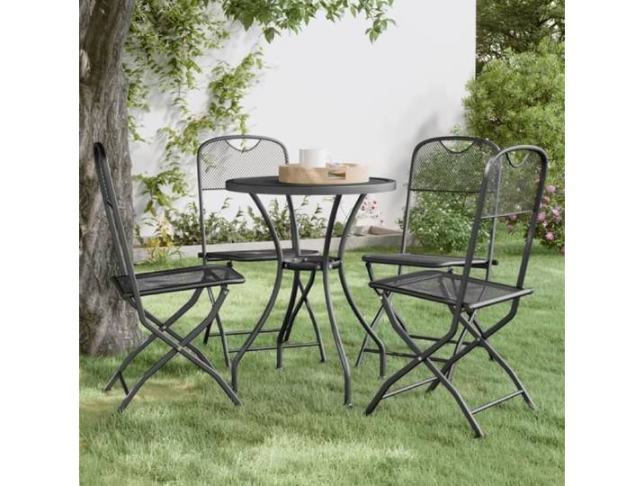 Chaise pliable de jardin - GOTOTOP - Anthracite - 4 pièces - Maille métallique - Extérieur
