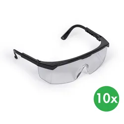 Schutzbrille, klar, verstellbare Füße, 10er Pack