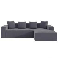 ECKSOFA aus Cord in Grau modulares Cloud-Design & ohne Montage