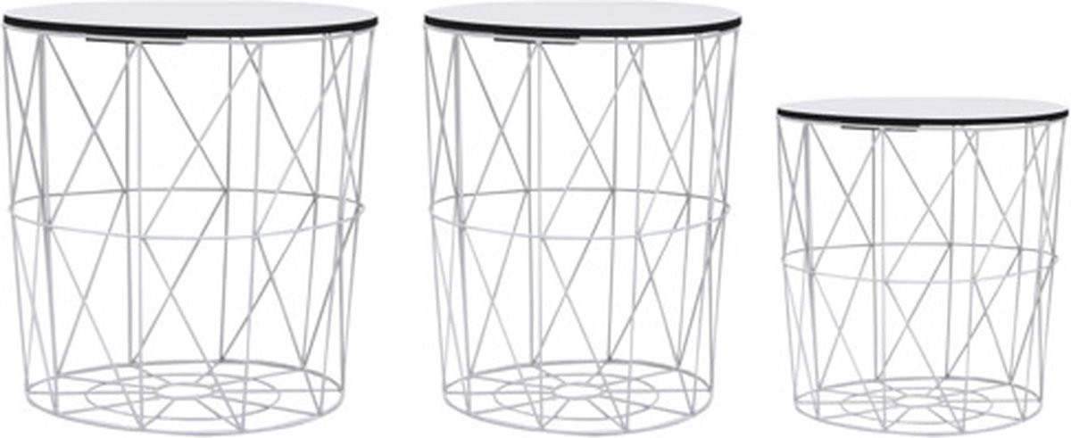 vidaXL Set van 3 Salontafels - Wit