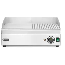 HENDI Grillplatte halb gerillt,  Kitchen Line, 220-240V/2400W, 527x404x(H)233mm