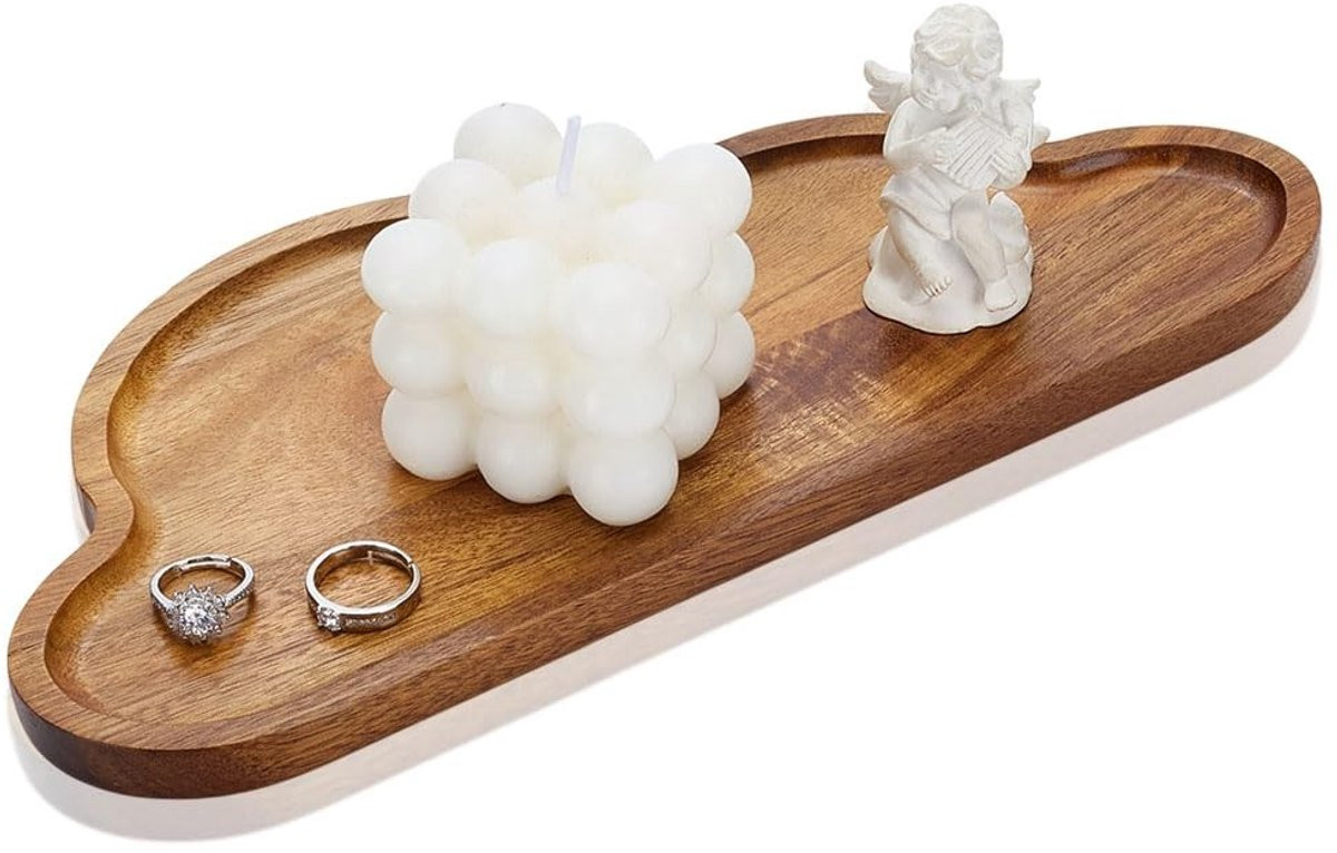 Dailygoods Houten dienblad in wolkvorm decoratieve serveerplank