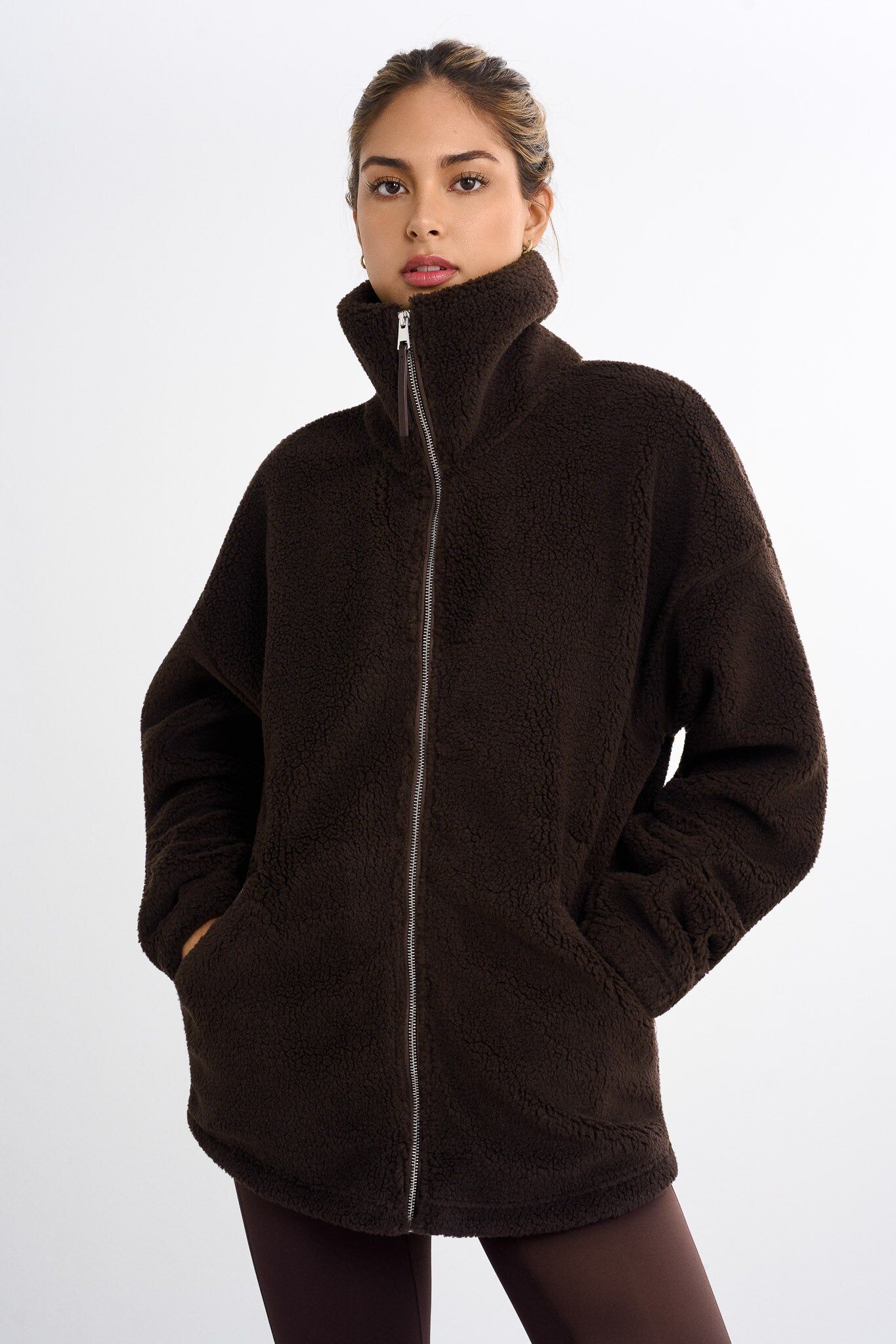 FAMME - Fleece Jacket - Brown / M