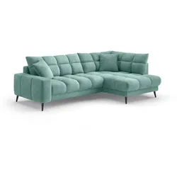 SOMETA Ecksofa Flow de Luxe Stoff Blau, Grün Petrol