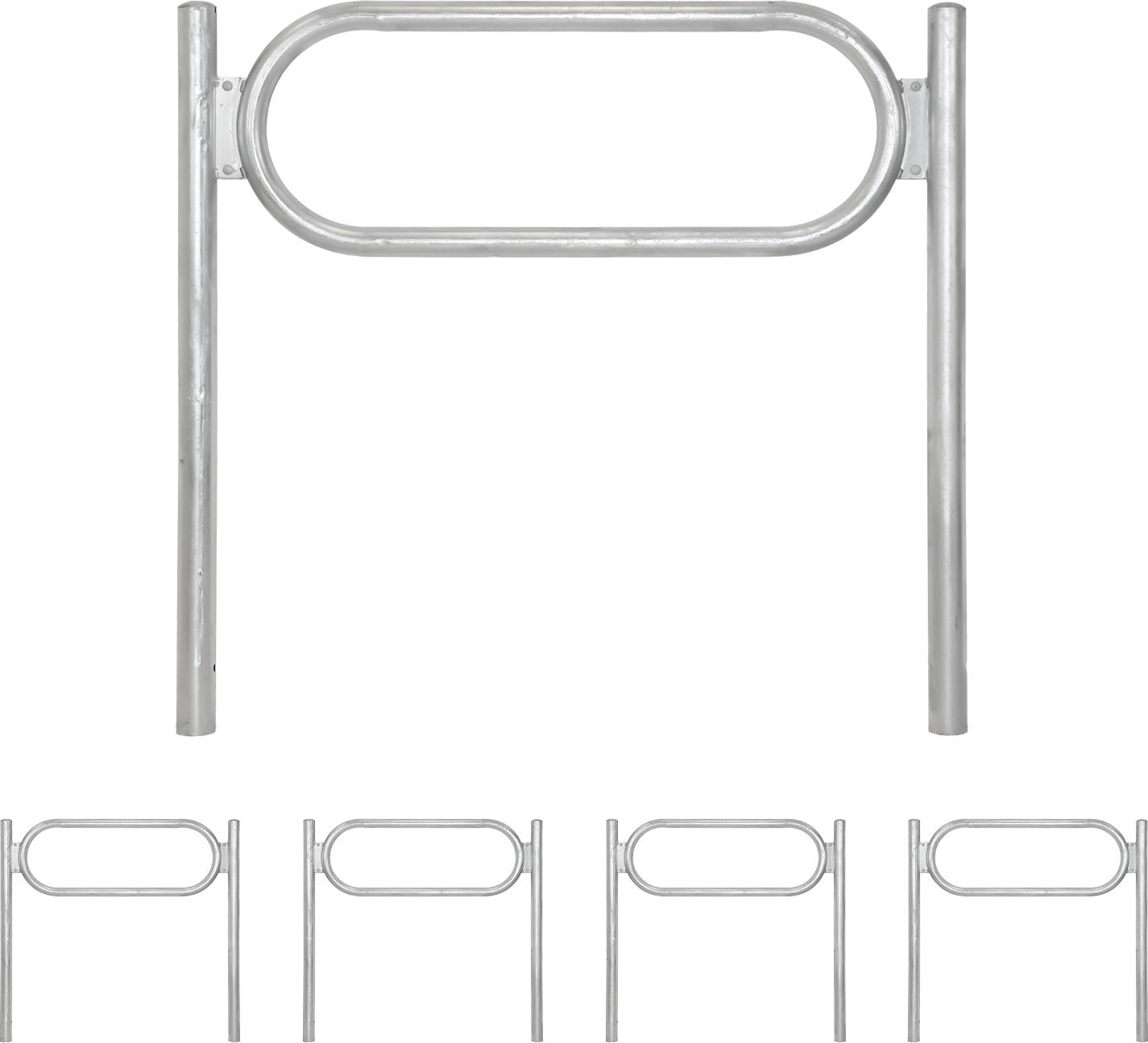 5x Fahrradanlehnbügel 115 x 124 cm Stahl feuerverzinkt Ø 60 mm Einbetonieren Fahrradständer Typ O