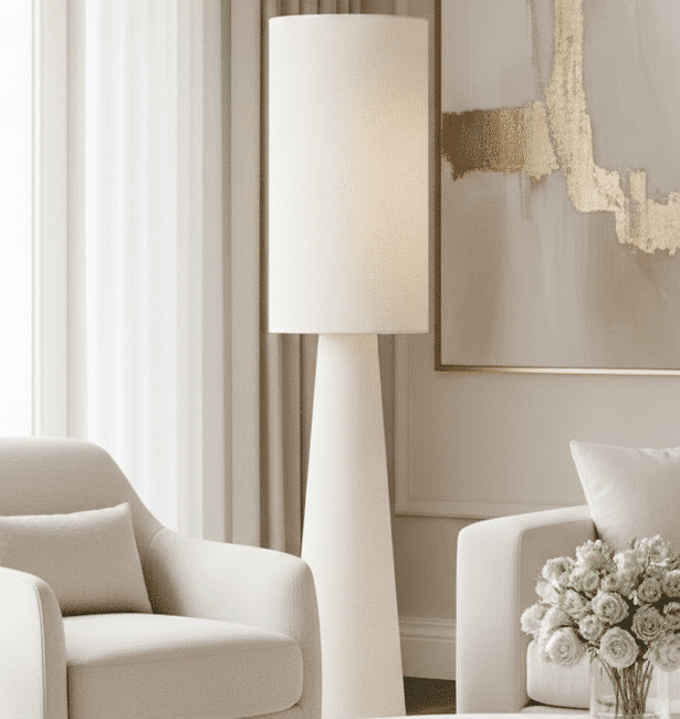 Briony Cream Boucle Fabric Floor Lamp