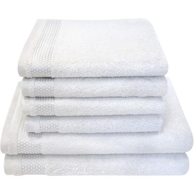 Handtuch Set DYCKHOFF "Gloss", weiß, 6 Stk., Walkfrottier, Walkfrottier, Obermaterial: 100% Baumwolle, Handtuch-Sets, 4 Handtücher (50x100cm), 2 Duschtücher (70x140cm)