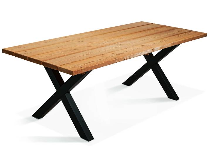 KENTUCKY Esstisch / Gartentisch mit X-Beinen, Altholzoptik