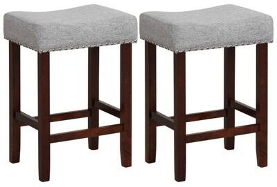 Costway Set of 2 25 Inch Bar Stool with Curved Seat Cushions-Gray