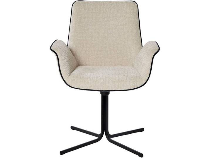 Schalenstuhl JAHNKE POLE TWIST , beige (champagner, schwarz, schwarz, schwarz, champagner), B:65cm H:85cm T:63cm, Polyester, Stühle, Drehbar, gepolstert, mit Armlehnen, Metallgestell, B:65xT:63xH:85 cm