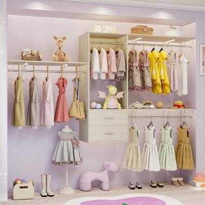 Rackcog 96'' W Wall-mounted Closet System with Storage Shelves and Hanging Rods,Adjustable Walk-in Closet Organizer System